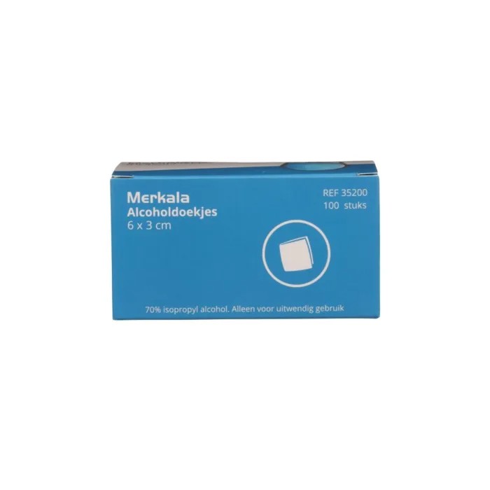 Merkela Alcoholdoekjes 6x3cm 100 stuks